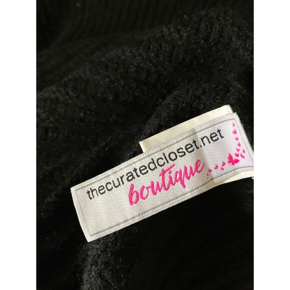 The CURATED CLOSET Lace Sleeve Sweater Dress in Black Size Small S - Picture 6 of 7